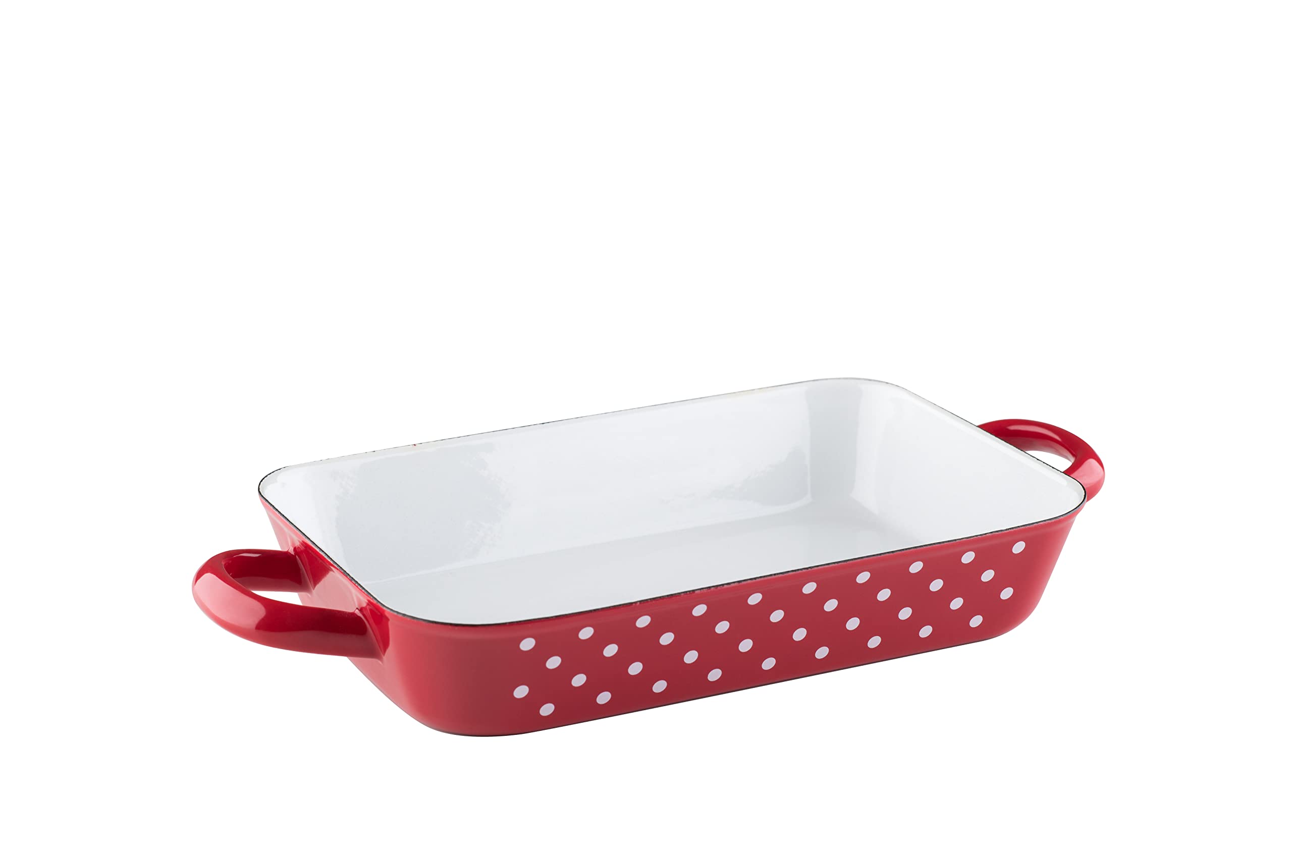 Riess, 0049-077, Frying pan 26/17, Roaster, Oven pan, Country - PÜNKTCHEN RED, 26 x 17 cm, Height 5 cm, Enamel, red/White, Induction