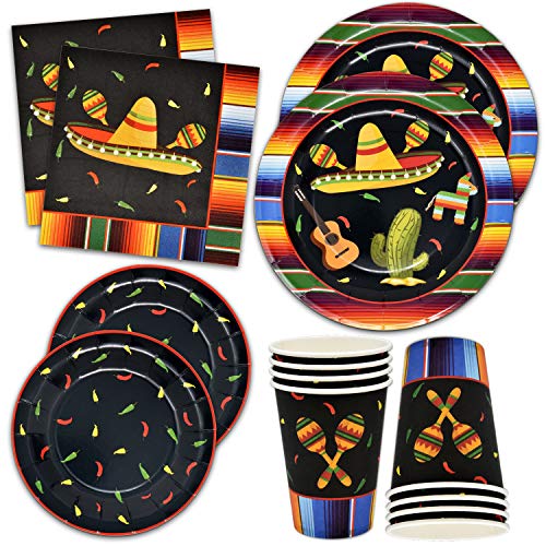 Fiesta Plates and Napkins for 24 Guests for Mexican Mayo Fiestas Dance