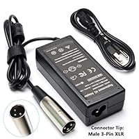 24V Electric Battery Charger for Scooter Razor EZip E750, 750, E400, 400, E500, 500, 450, 900, For EZip 4.0, 4.5, E-4.5, Electric Trailz Bike 300, Schwinn S400 S500 Power Cord With 3-Pin XLR Connector