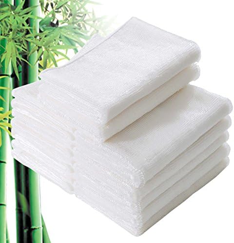 Luckiss Set of 12 Dish Cloths &amp; Rags Super Absorbant Eco Friendly Terry Kitchen Towels for Washing Dishes White Dishcloths 12 X 12 inch