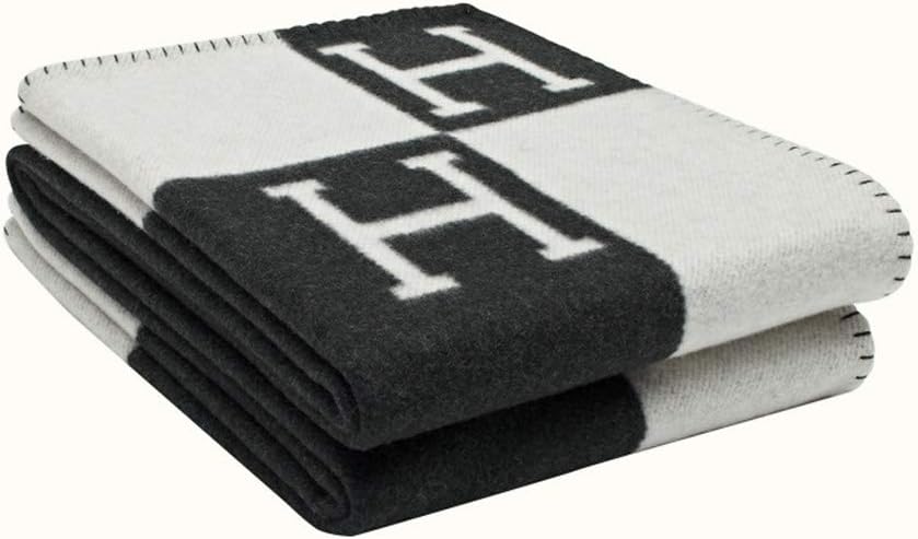 Coobal 140170cm Soft for Sofa Couch Decorative, Initial Letter Cashmere Knitted Throw Blanket for Couch/Chair/Love Seat/Car Camping Blanket Shawl(Color : Black-02)
