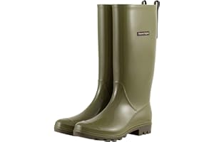 planone Tall Rain Boots Women Fashion Waterproof Boots for Women Light Outdoor Garden Shoes Muck Boots for Ladies Non Slip Work Shoes Rubber Boots with Premium Comfort Insole