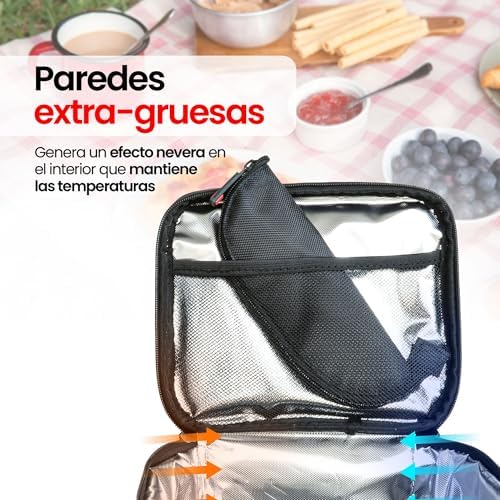 Saco de Comida Térmica 4,2 L - Saco Térmico Conjunto com 2 Recipientes Herméticos de 0,6 L e 0,8 L, Lancheira de Parede Extra Espessa com Efeito Frigorífico, Lancheiras de Trabalho, Camping, Cinzento