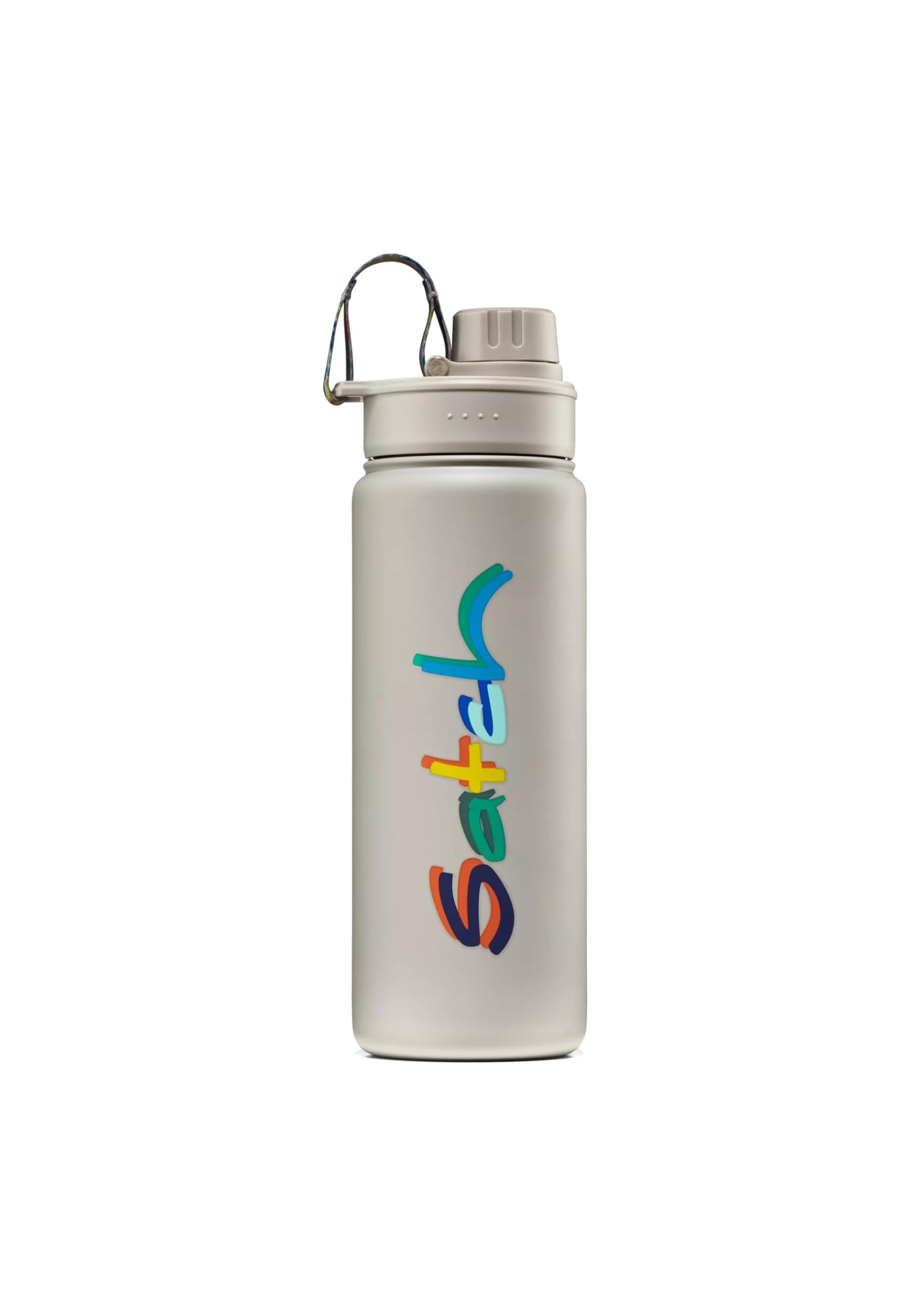 Satch Drinking Bottle Made of Stainless Steel, BPA-Free, 0.5 L, Leak-Proof and Suitable for Carbonated Drinks, for Hot and Cold Drinks, Colourful Mind, Beige