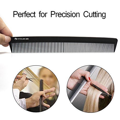 HYOUJIN 603 Classic Precision Cutting Comb, 7.5 Inch(19.5cm), 100% Anti static 230℃(450°) Heat Resistant, best for precise cut & dressing styling comb