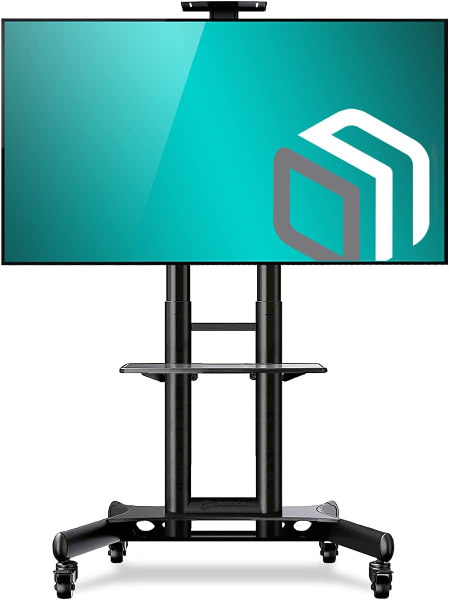 ONKRON Mobile TV Stand with Mount Rolling TV Cart for 40” – 70” LCD LED Flat Screen TV with Wheels Shelves Height Adjustable TV Trolley (TS15-51): Electronics