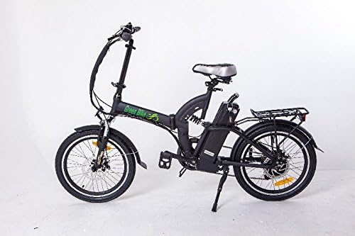 Green bike USA Electric bicycle, full suspension folding bike, lithium removable battery (black)