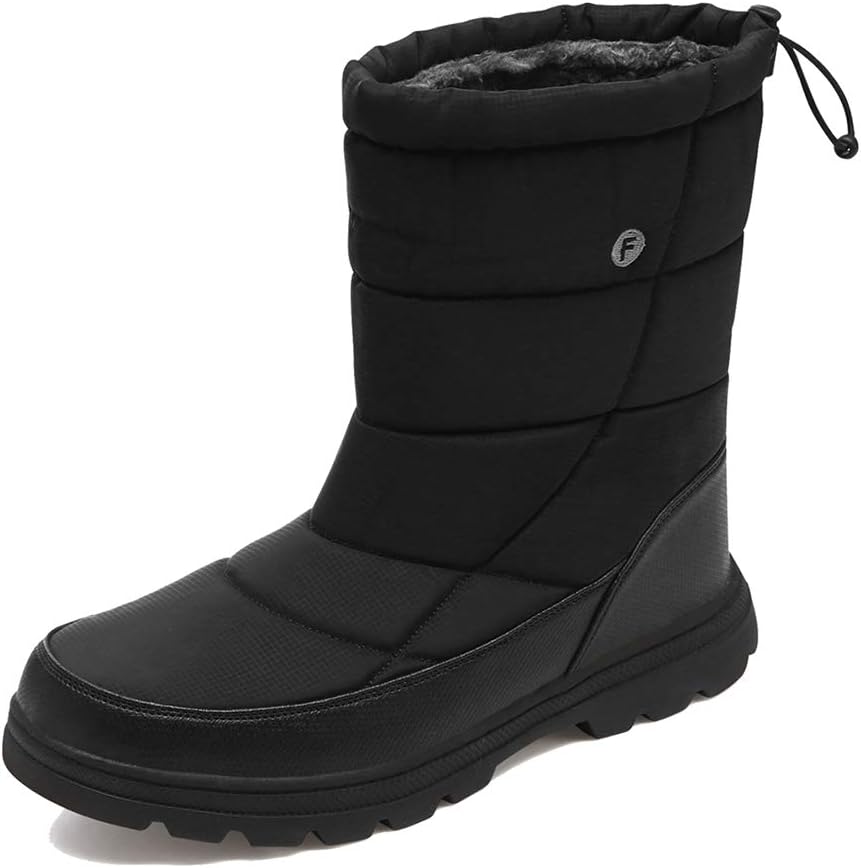 CARENURSE Men Women Snow Boots Mid Calf Slip On Booties Cushioned Lightweight for Outdoor
