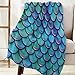 Flannel Fleece Bed Blanket 40 x 50 inch Geometric Throw Blanket Lightweight Cozy Plush Blanket for Bedroom Living Rooms Sofa Couch - Fish Scale Mermaid