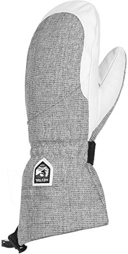Hestra Army Leather Heli Mitten - Women's Light Grey/White, 9