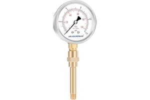 MEASUREMAN Heater Heavy Liquid Filled Duty Air Gauge Kit,Test All Low Pressure Portable Oil Fired Heaters 0-15 PSI