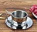 Coffee Cup Set - Bluelasers Double Wall Stainless Steel Coffee Cup Mug Espresso Cup Cappuccino Cups with Saucer and Spoon,200ML