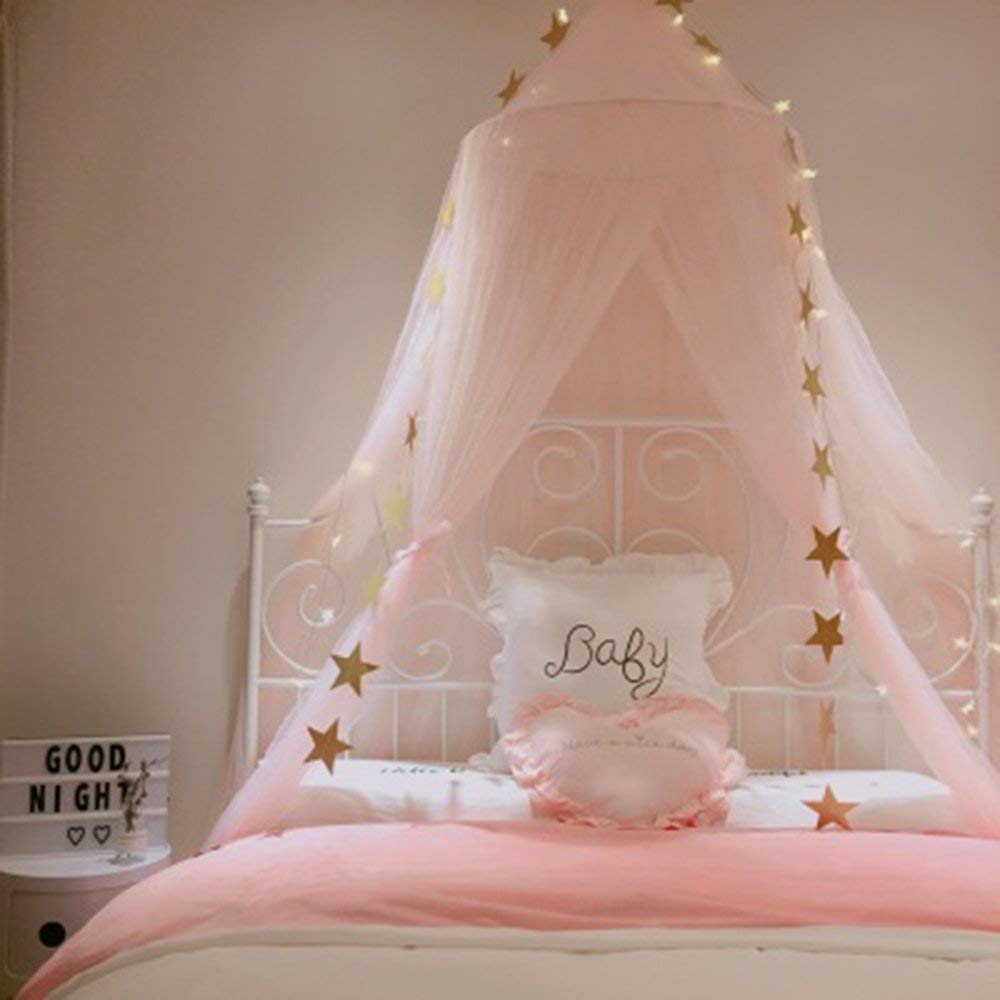 Ciel De Lit Rose Deco Chambre Enfant Moustiquaire Princesse Baldaquin Lit Fille Suspendre Accessoires De Literie Diy Bebe Puericulture Ciels De Lit