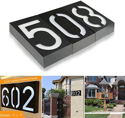 Solar Lighted Address Plaques - Address Sign For Your Home - Bright Custom House Plaque to Help Emergency Responders, Delivery Drivers , and Visitors to Find Your Home Quickly (Number 1)