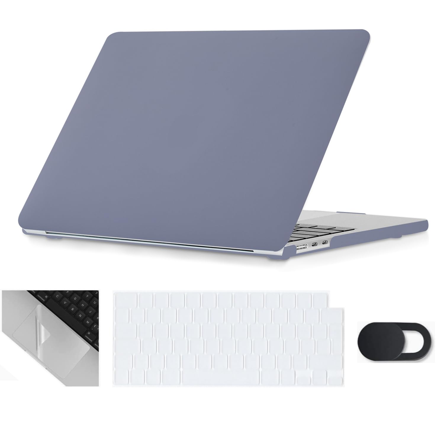 Se7enline Compatible with MacBook Air Case 15 inch 2025 2024 2023 M4 M3 M2 A2941/A3114/A3241 Matte Laptop Hard Shell Case & Keyboard Protective Cover & Webcam Cover & Trackpad Protector,Lavender Gray