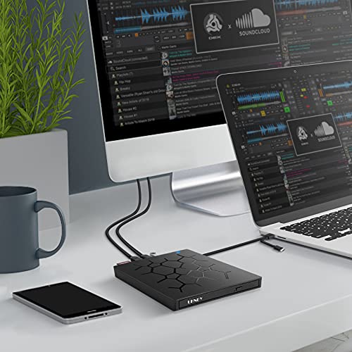 UHNDY External DVD Drive, USB 3.0 CD DVD Burner for Laptop, TypeC CD