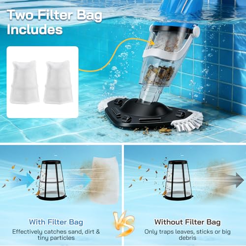 Wireless Pool Vacuum Cleaner, Dual Mode with 31 cm Triangle Brush & Crevice Nozzle, Automatic Immersion Start, 80 min Autonomy, Telescopic Rod 139-199 cm