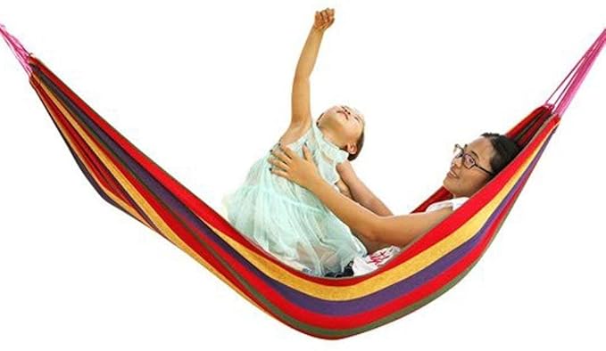 Niyam Portable Durable Garden Hammocks Striped Ultralight Outdoor Beach Swing Bed