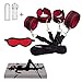 Bed Restraints Kit Under Bed Bondage Eye Mask Blindfolds Soft Wrist and Ankle Handcuffs with Restraint Straps Rope for Couples Sex（Black+Red）