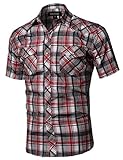 Western Casual Button Down Shirt Red Black Size M