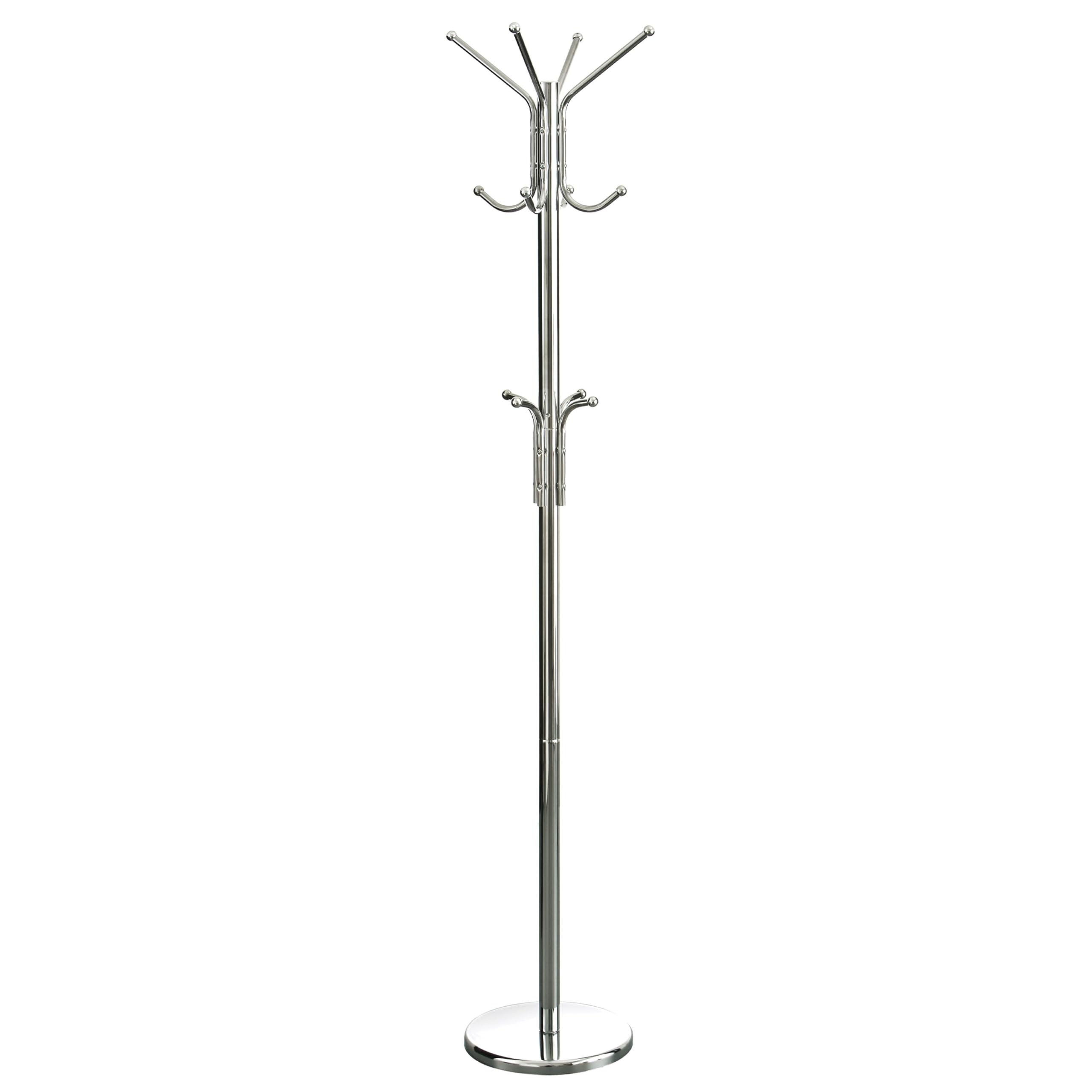 Premier Housewares Floor Standing Coat Hooks / Hallway Coat Stand / Bedroom Coat Stands / Chrome Clothes Hooks - 12 Hooks