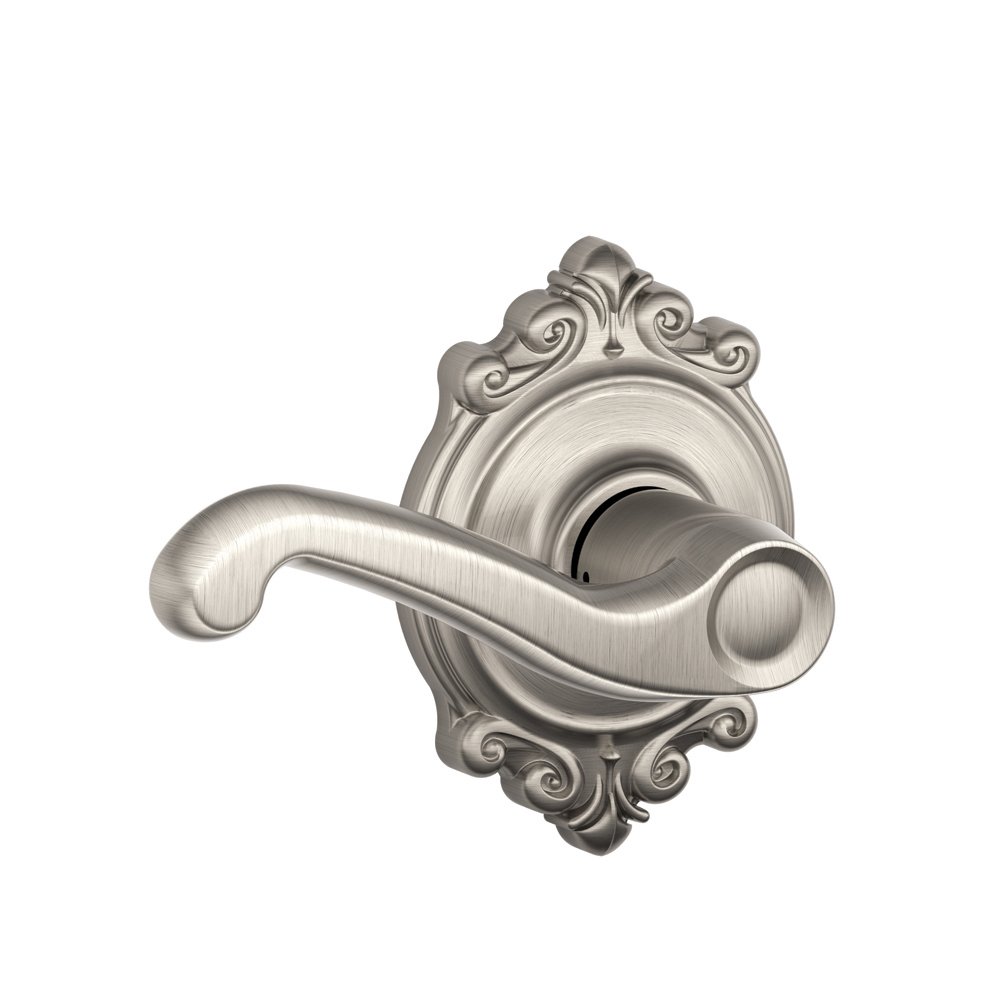 Photo 1 of SCHLAGE F10 FLA 619 BRK Brookshire Collection Flair Passage Lever, Satin Nickel