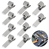 BTSKY Stainless Pen Holder Clip for Notebook and Clipboard with Spring 5 Top & 5 Side Fit Fits Almost All Pen Size, Use in Home Office Kitchen Car and Pocket 10 Pack (Silver)