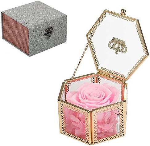 MFFD Best Gifts for Women,Handmade Preserved Flower Rose,Upscale Immortal Flowers,Gifts for Women,Her,Girls,Sister,Mom,Mothers Day,Valentines Day, Anniversary, Birthday,Wedding (Hexagonal Pink Rose)