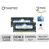 Timetec Hynix IC Apple 16GB Kit (2x8GB) DDR3 PC3-8500 1066MHz memory upgrade for MacBook 13-inch Mid 2010, MacBook Pro 13-inch Mid 2010, iMac 27-inch Late 2009, Mac Mini Mid 2010/Server