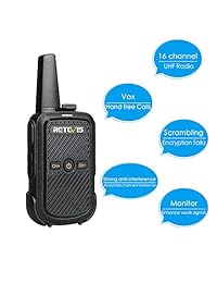 Retevis RT15 Radio de dos vías Recargable UHF de 16 canales VOX Scrambler Restaurant Mini Walkie Talkies con cargador de 2 vías de radio pequeña (paquete de 10)
