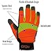 HANDLANDY Hi-vis Reflective Work Gloves, Anti Vibration Safety Gloves, Touch Screen, Orange Flexible Spandex Back Large