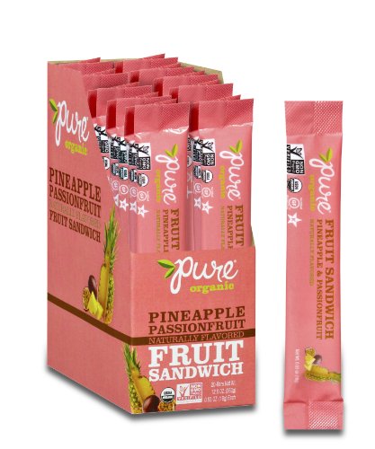 Pure Organic Pineapple Passionfruit Layered Fruit Bar, Certified Organic, Gluten-Free, Non-GMO, Vegan, Kosher, Peanut Free, No Artificial Ingredients, Fruit Snack, 0.63 ounce (Pack of 20)