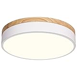 Dimmable Modern Wood Ceiling Light, White LED 5CCT