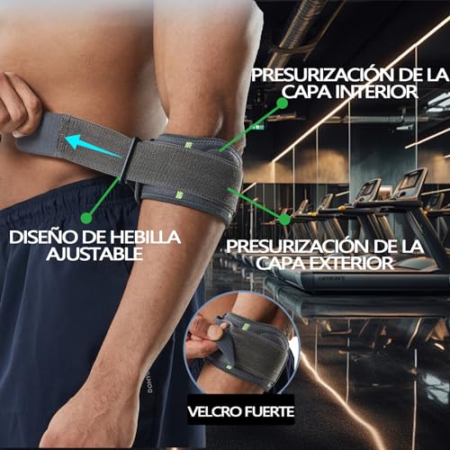2 Piezas Codo de tenista, codera para tendinitis y codo de tenista, tensión ajustable, aliviar el dolor del codo, adecuado para diversos deportes.