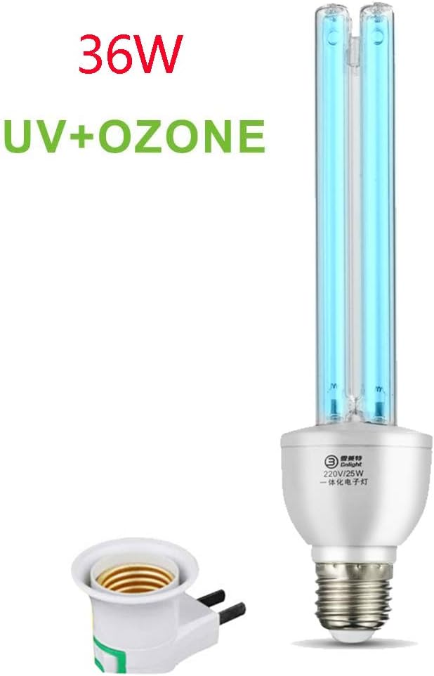 ELLENS 36W E27 UV Disinfection Lamp, Portable Household Ultraviolet Sterilization Light, Ozone Germicidal Lamp