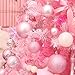 Sea Team 87-Pack Shatterproof Pink Christmas Ball Ornaments Set, Assorted Multi-Sized Hanging Baubles, Xmas Tree Decorations, Seasonal Décor for Holiday Wreath Garland, Hooks Included