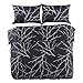 Wake In Cloud - Branches Duvet Cover Set, Dark Gray Grey Charcoal with Tree Pattern Printed, Soft Microfiber Bedding with Zipper Closure (3pcs, Queen Size)