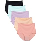 Bolivelan 5 Pack Women's Seamless Hipster Panties Invisible High Waist No Show Ladies Bikini Underwear