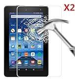 EVERMARKET Premium Tempered Glass 9H-Hardness Screen Protector Flim for Amazon Fire 7'' 7 inch Tablet [2015 Released] - 2 Packs