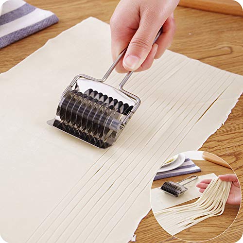 MIAO JIN 4 Pcs Stainless Steel Pasta Noodle Cutter Noodle Lattice Roller Spaghetti Maker Dough Cutter