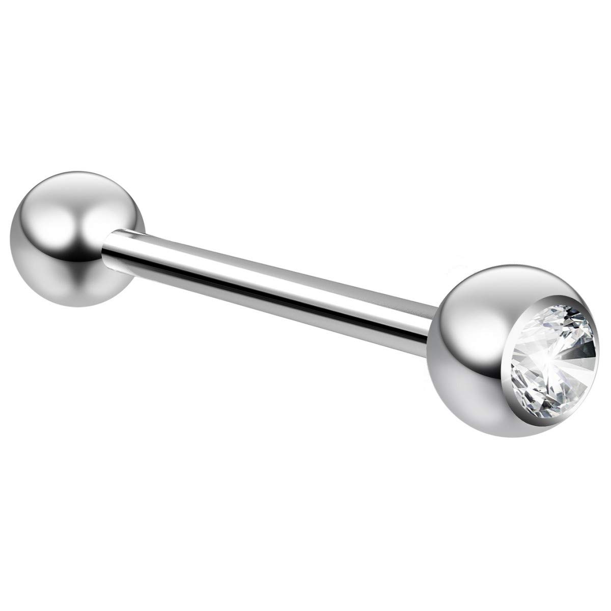 14g 1.6mm Gem Tongue Bar Ring Crystal Ball Glittery Jeweled Piercing Jewellery Sparkling CZ Stud Rings For Women