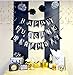 Sterling James Co. Funny Birthday Party Pack - Black & Silver Happy Birthday Bunting, Poms, and Swirls Pack- Birthday Decorations - 21st - 30th - 40th - 50th Birthday Party Supplies