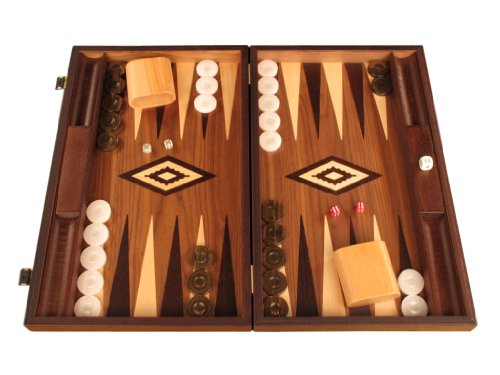 White Zebrano Wood Backgammon Set - Board Game - Large - Walnut