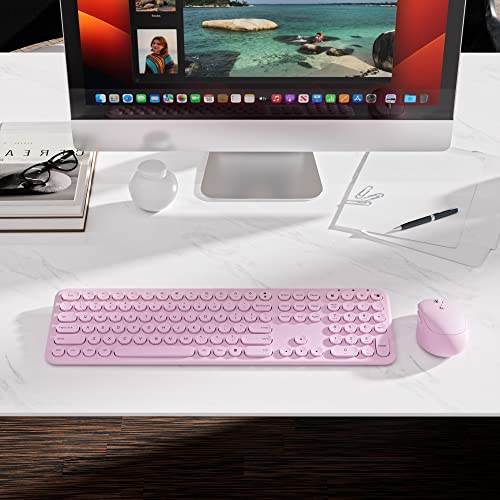 Wireless Keyboard Mouse Combo 2.4Ghz Aesthetic Quiet Keyboard and