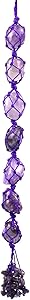 ARZASGO Chakra Natural Stones Hanging Ornament, Reiki Healing Crystals Car Window Hanger Good Luck Feng Shui Home Decoration Tumbled Gemstone for Yoga Meditation, Amethyst