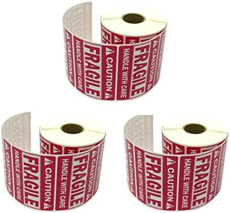 Heavy Pink Fragile Stickers Heavy Sticker Self Adhesive Handle with Care Warning Packing/Shipping Label - Waterproof (3pcs-2"x3", Fragile)