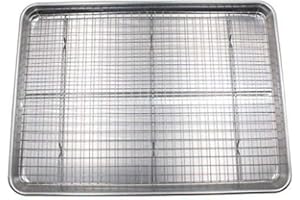 Checkered Chef Baking Sheets for Oven - Half Sheet Pan with Stainless Steel Wire Rack Set 1-Pack - Easy Clean Cookie Sheets, Aluminum Bakeware