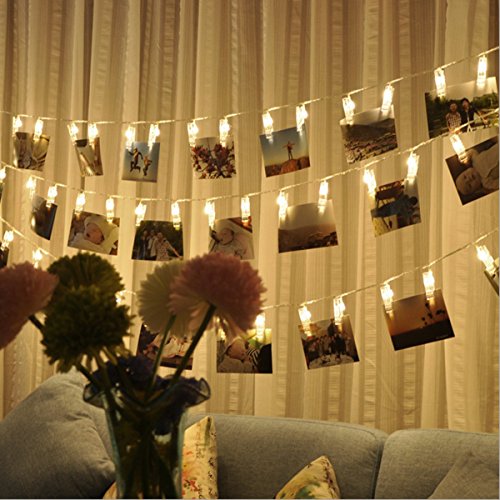 MZD8391 50 Photo Clips String Lights/Holder, Indoor Fairy String Lights for Hanging Photos Pictures Cards and Memos, Ideal Gift Photo Clip Holder (Warm White) - Thumbnail 2