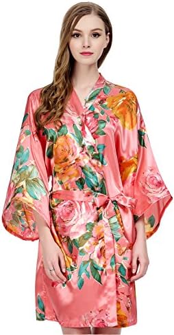 Endless Envy Women's Satin Floral Robes Bridesmaid Wedding
