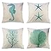 HIPPIH 4 Packs Square Pillowcases - 18 X 18 Inch Decorative Throw Pillow Cover